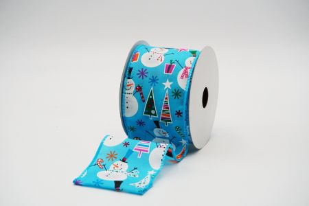 Snowman Party Wired Ribbon _KF6782GC-4-213_Blue